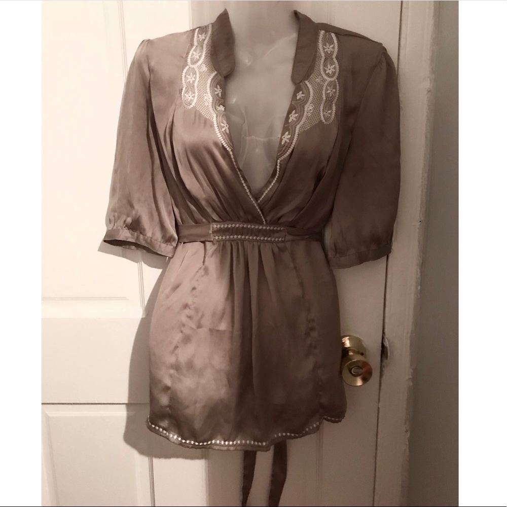 Taupe satin blouse